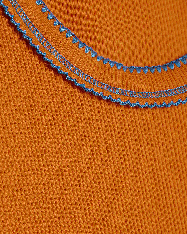 Orange Cotton Whipstitch Tank Top