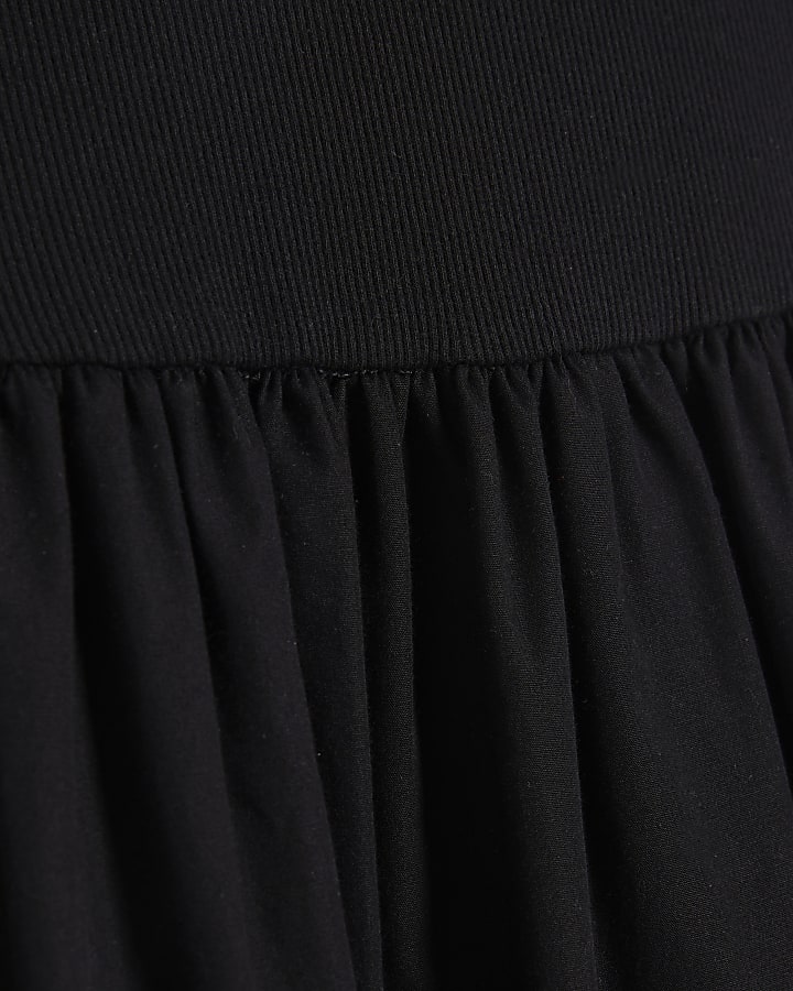 Black Sleeveless Whipstitch Midi Dress