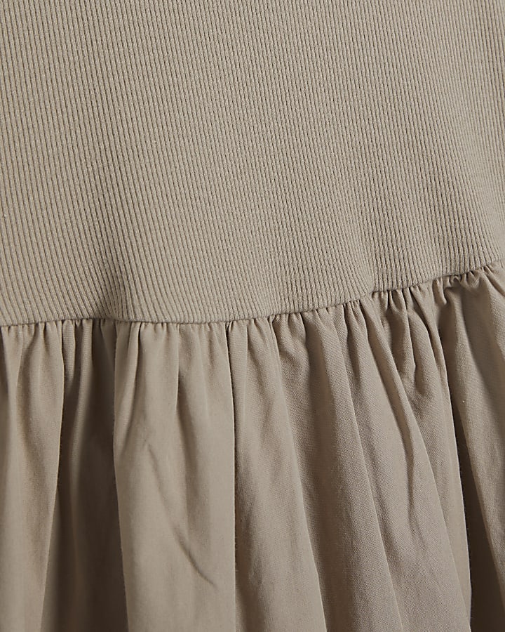 Beige Sleeveless Whipstitch Maxi Dress