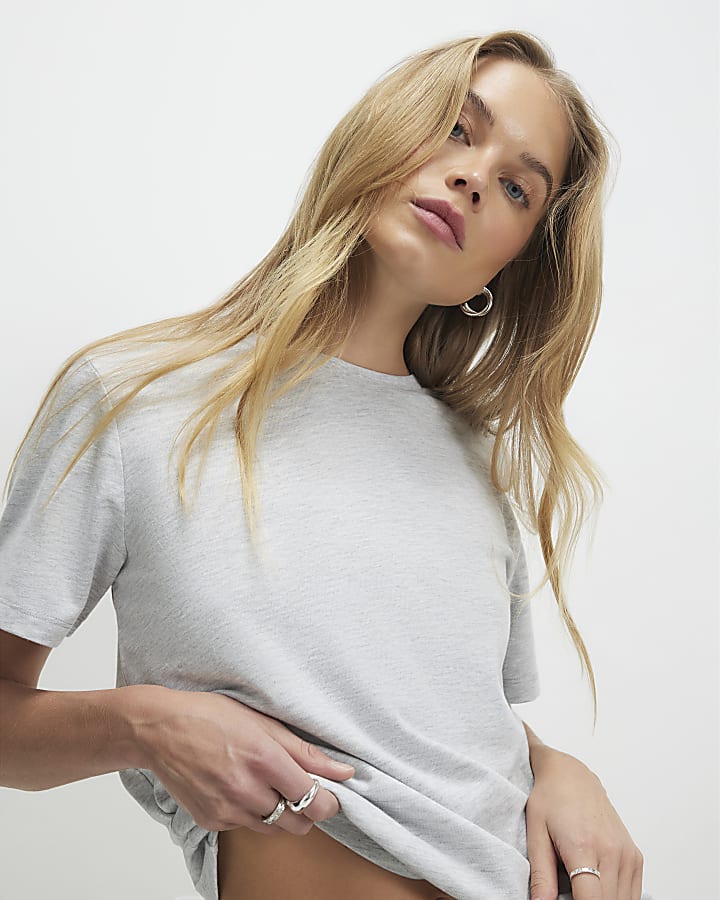 Grey Short Sleeve Slim Fit T-shirt