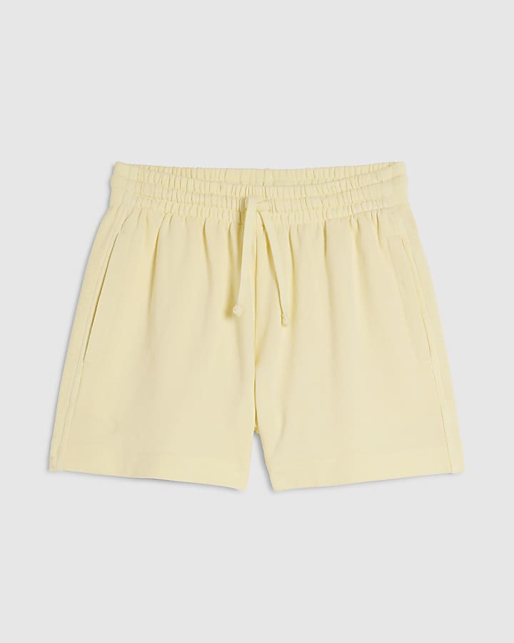 Yellow Cotton Loopback Shorts