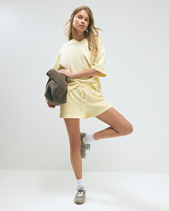 Yellow Cotton Loopback Shorts