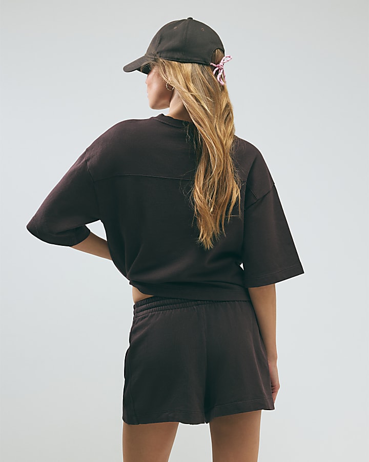 Brown Cotton Loopback Shorts