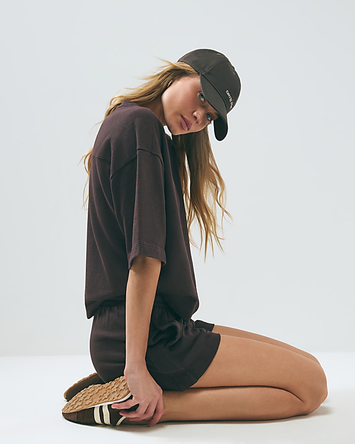 Brown Cotton Loopback Shorts