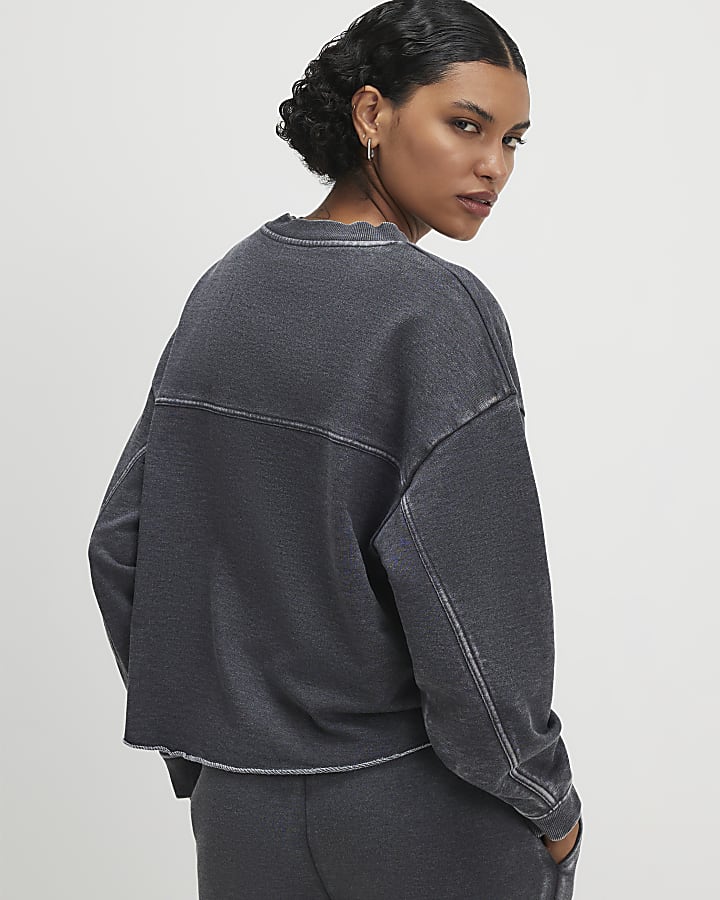 Grey Long Sleeve Burnout Sweatshirt