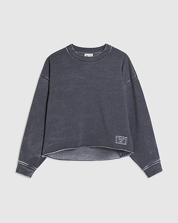 Grey Long Sleeve Burnout Sweatshirt