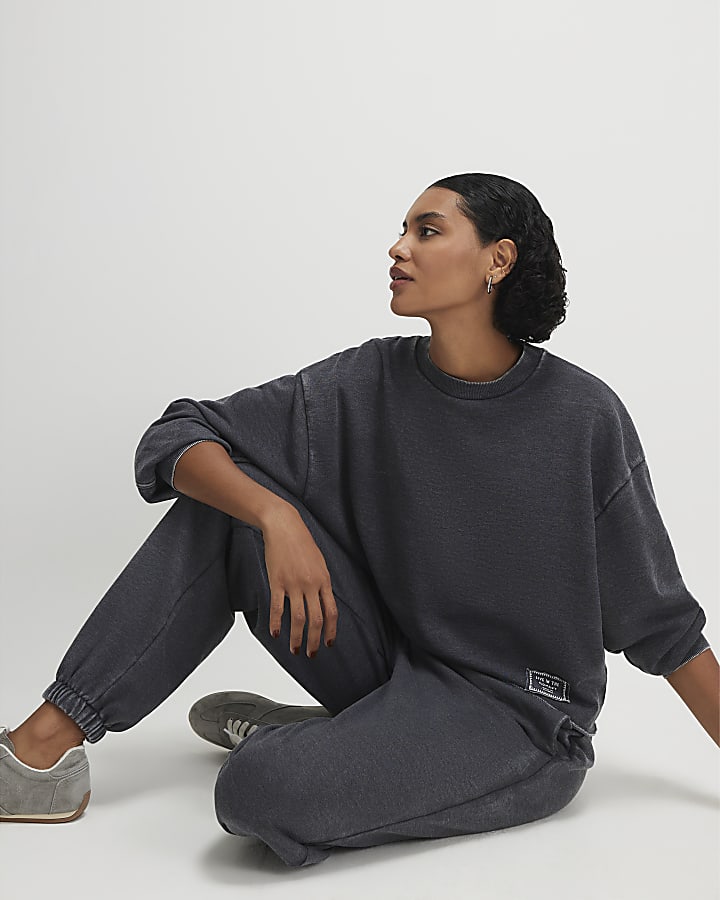 Grey Long Sleeve Burnout Sweatshirt