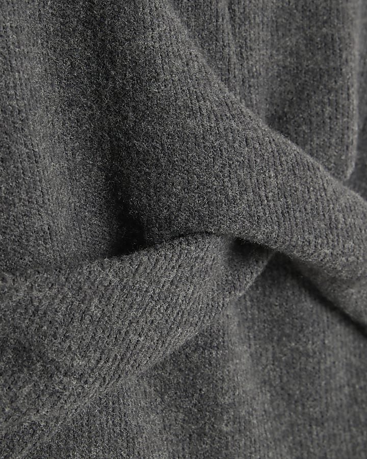 Grey Long Sleeve Twist Front Cosy Top