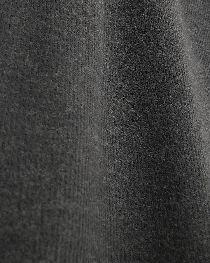 Grey Long Sleeve Cosy Twist Front Midi Dress