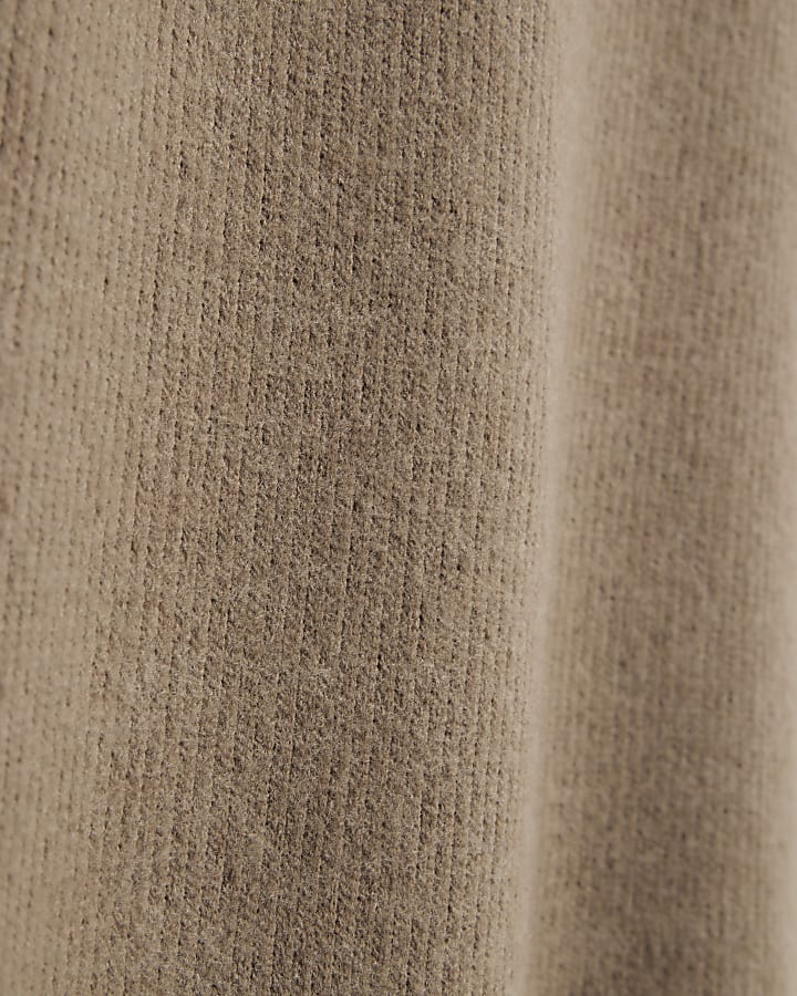 Brown Cosy Twist Front Midi Dress