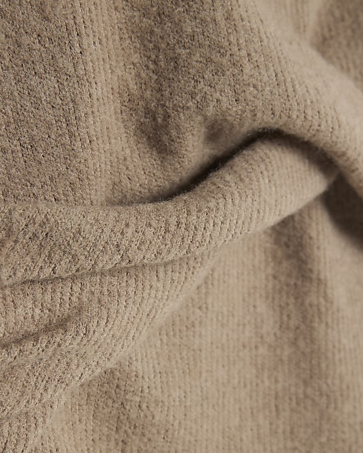 Brown Cosy Long Sleeve Twist Front Top