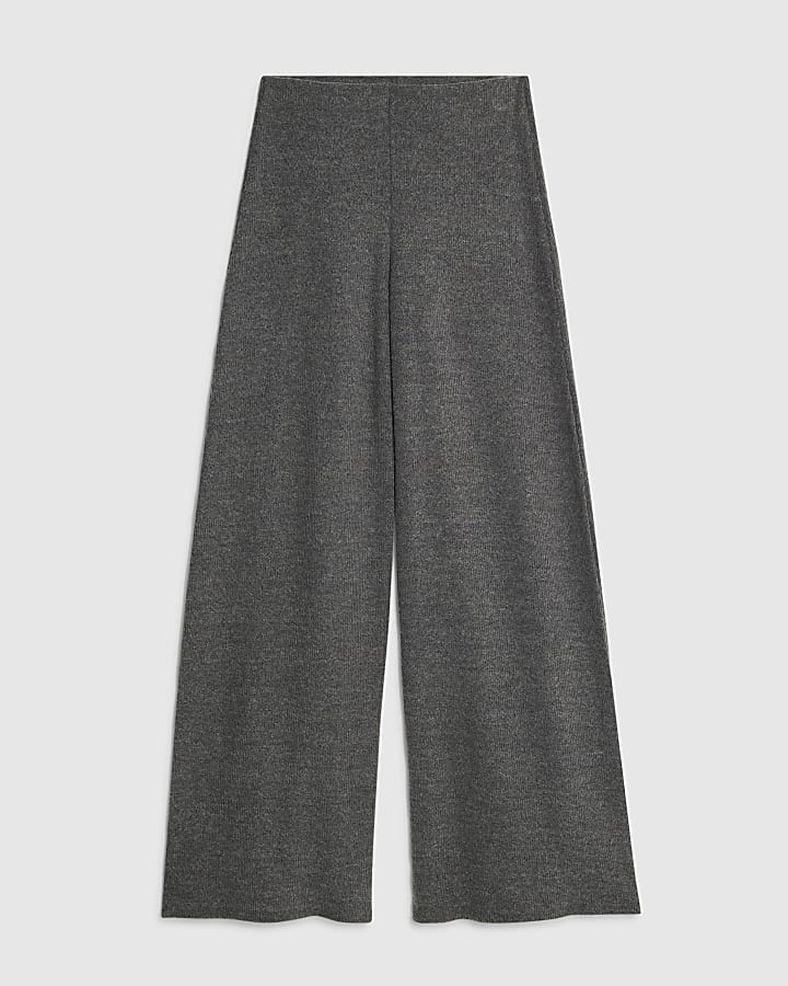 Grey Cosy Wide Leg Trousers