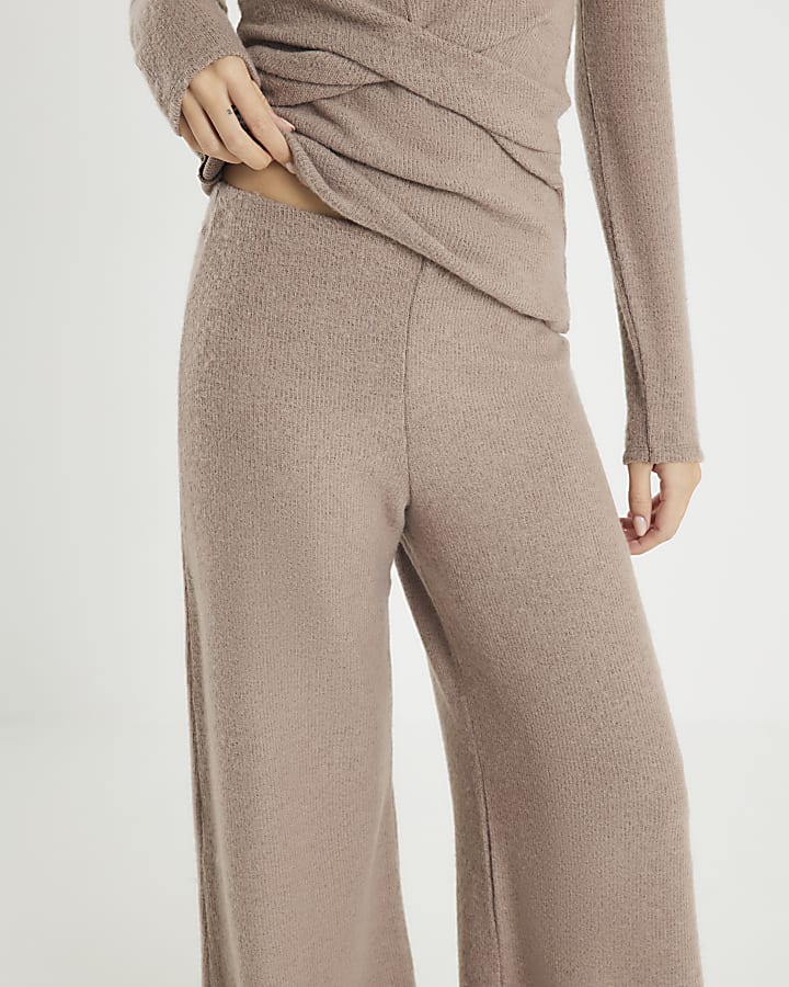 Brown Cosy Wide Leg Trousers