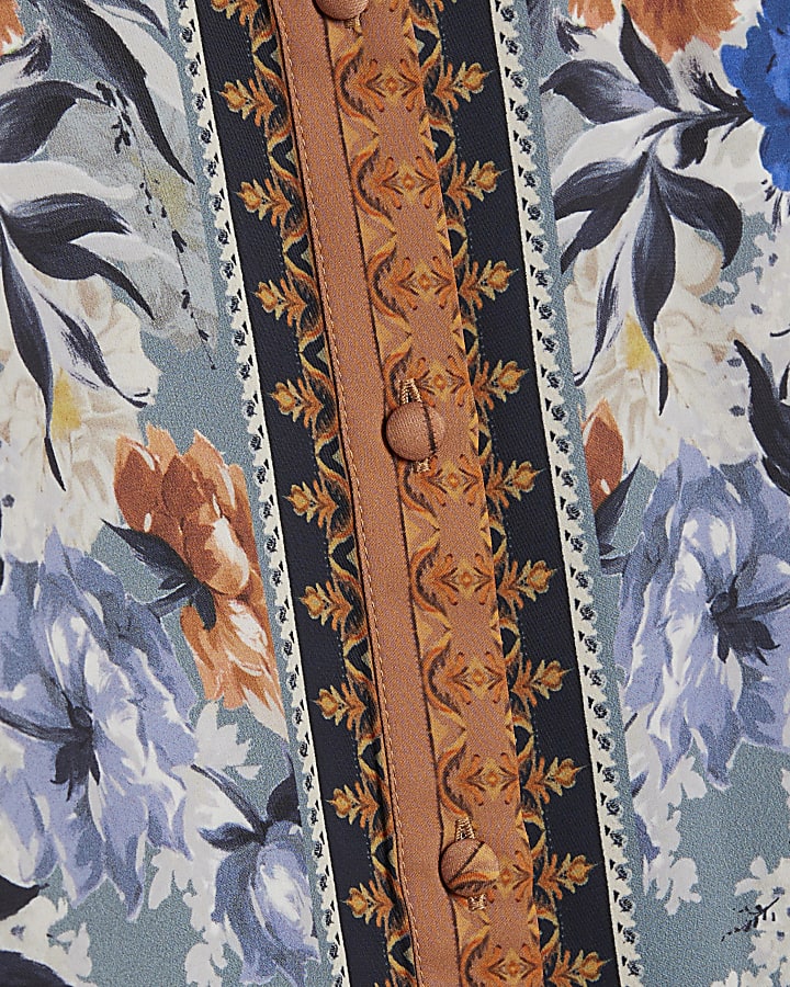 Cream Floral Print Long Sleeve Shirt