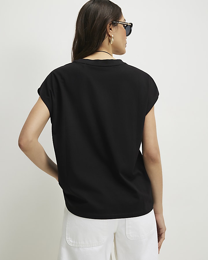 Black Short Sleeve Loose Fit Top