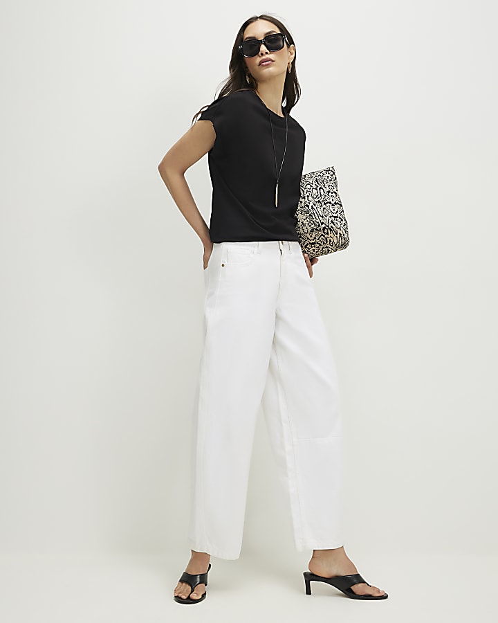 Black Short Sleeve Loose Fit Top