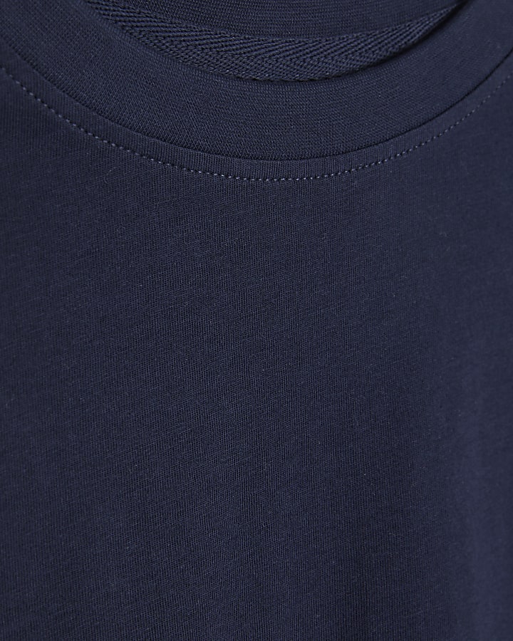 Navy Cotton Short Sleeve Sleeve T-shirt