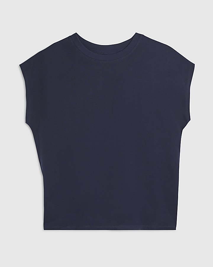 Navy Cotton Short Sleeve Sleeve T-shirt