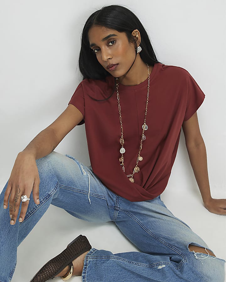 Orange Twist Front T-Shirt