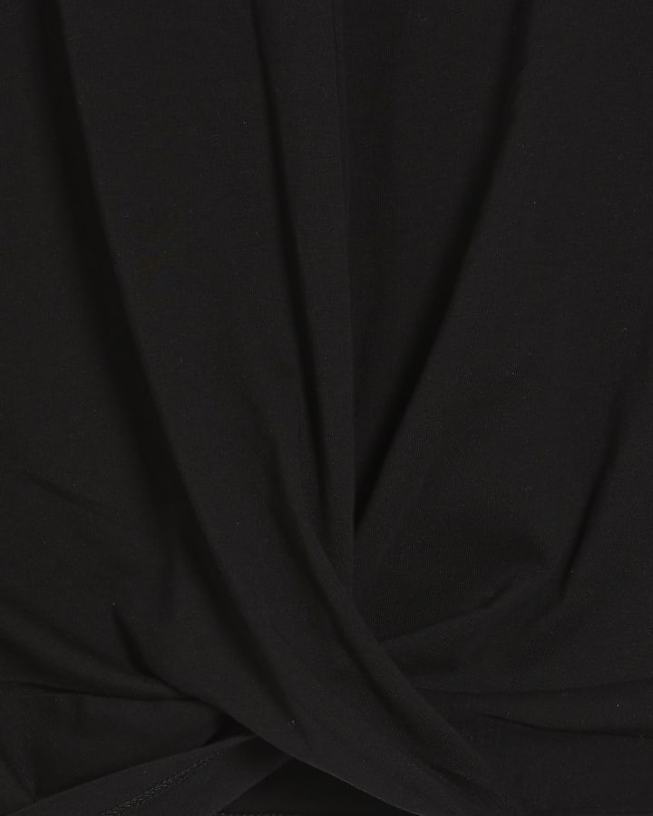 Black Short Sleeve Twist Front T-shirt