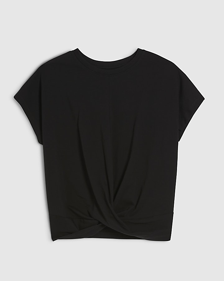 Black Short Sleeve Twist Front T-shirt