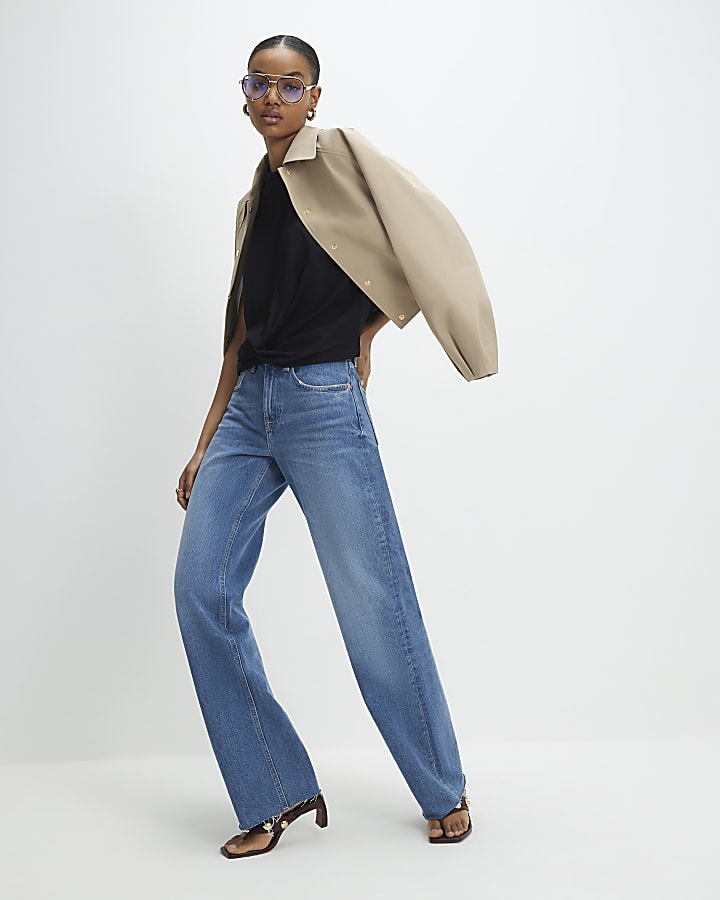 Black Short Sleeve Twist Front T-shirt