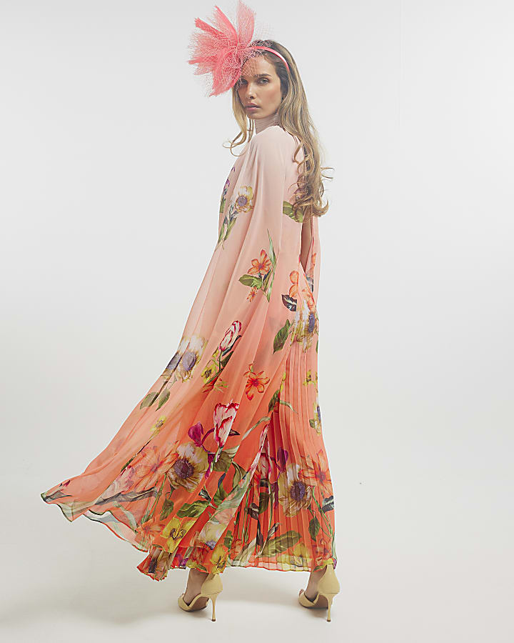 Pink Premium Pleated Cape Jumpsuit