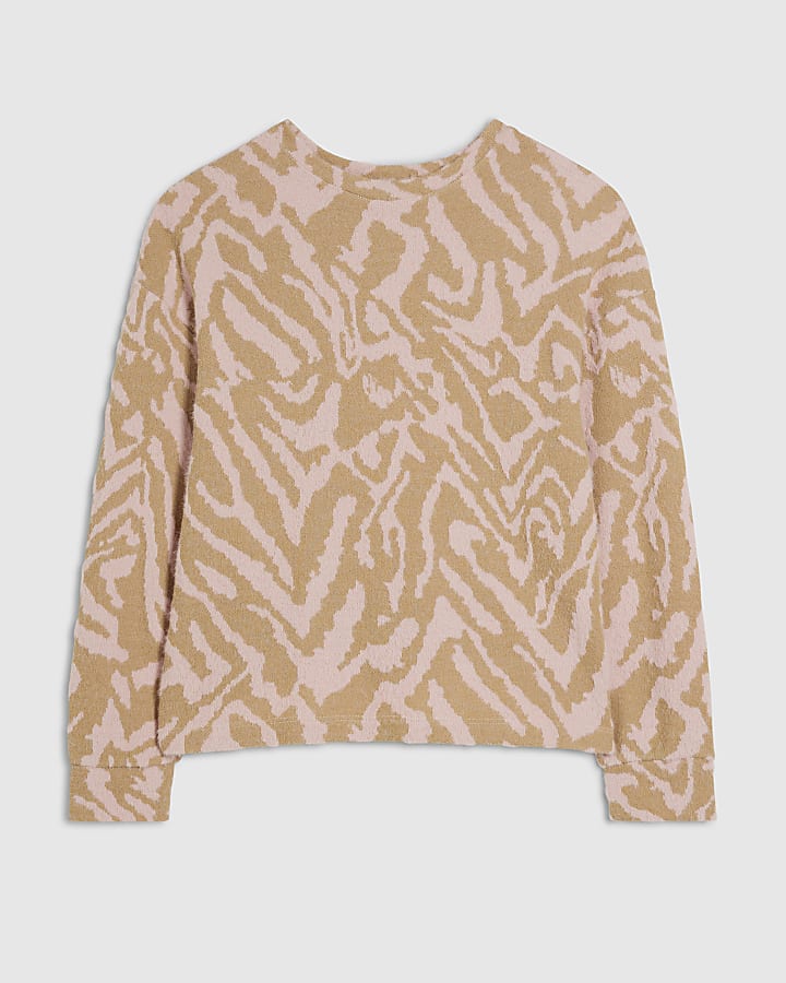 Pink Long Sleeve Zebra Print Cosy Top