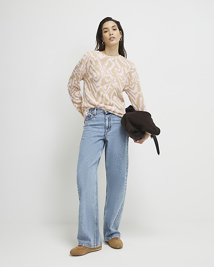 Pink Long Sleeve Zebra Print Cosy Top