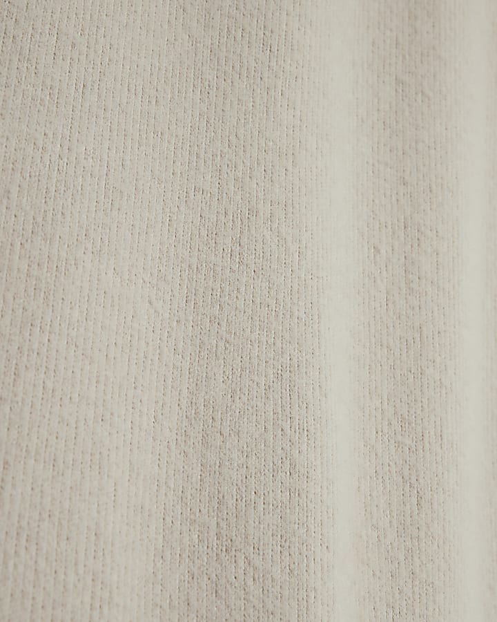 Beige Cosy Ribbed Midi Skirt