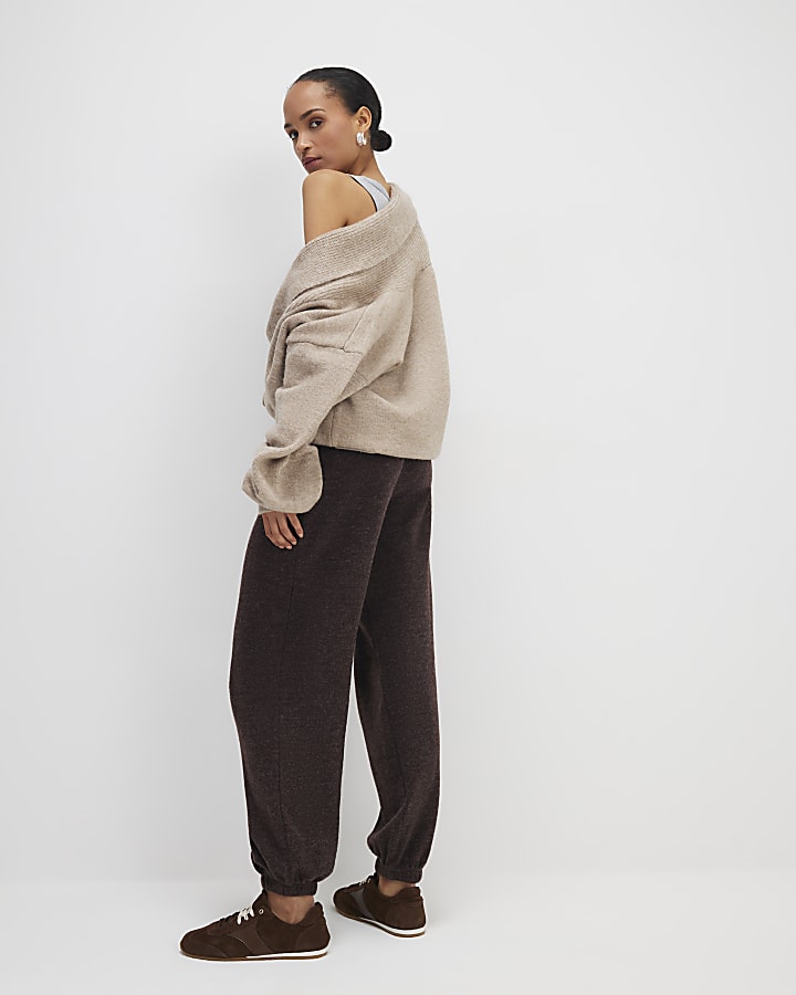 Brown Cosy Balloon Leg Joggers