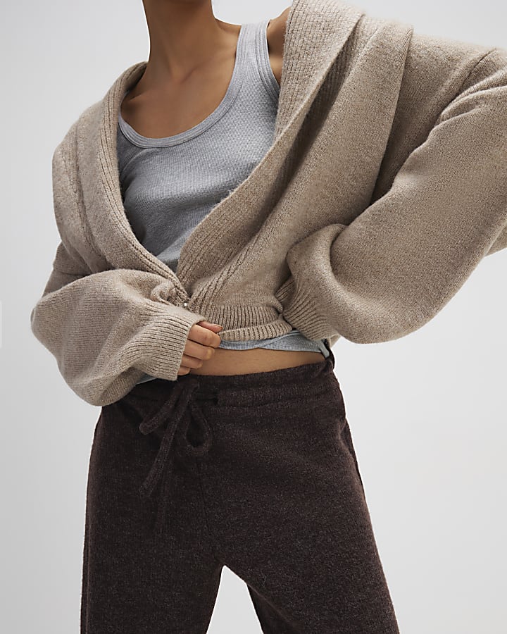 Brown Cosy Balloon Leg Joggers