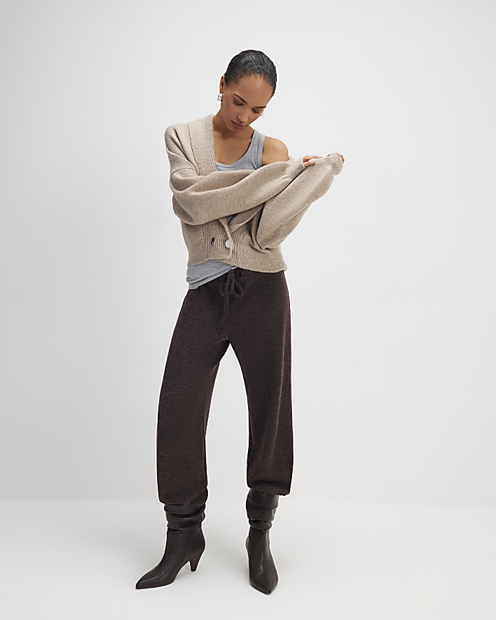 Brown Cosy Balloon Leg Joggers