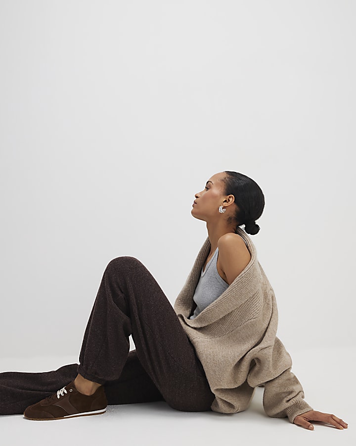 Brown Cosy Balloon Leg Joggers