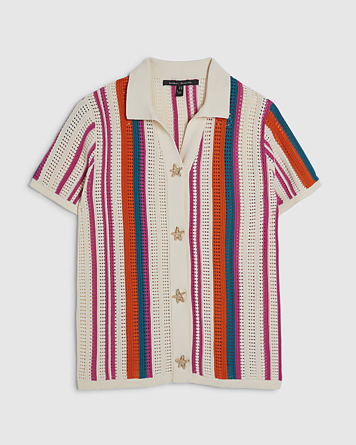 Petite Cream Striped Shirt