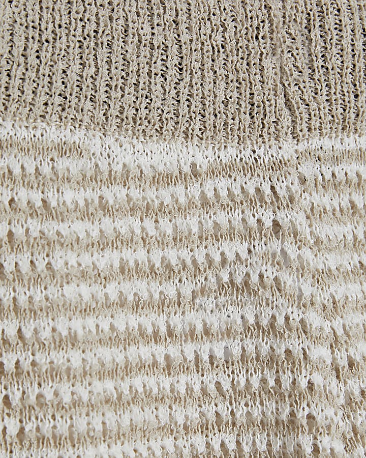 Petite Beige Striped Knitted Trousers