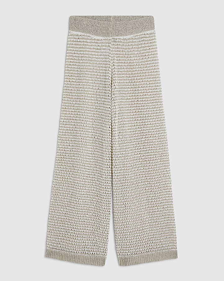 Petite Beige Striped Knitted Trousers