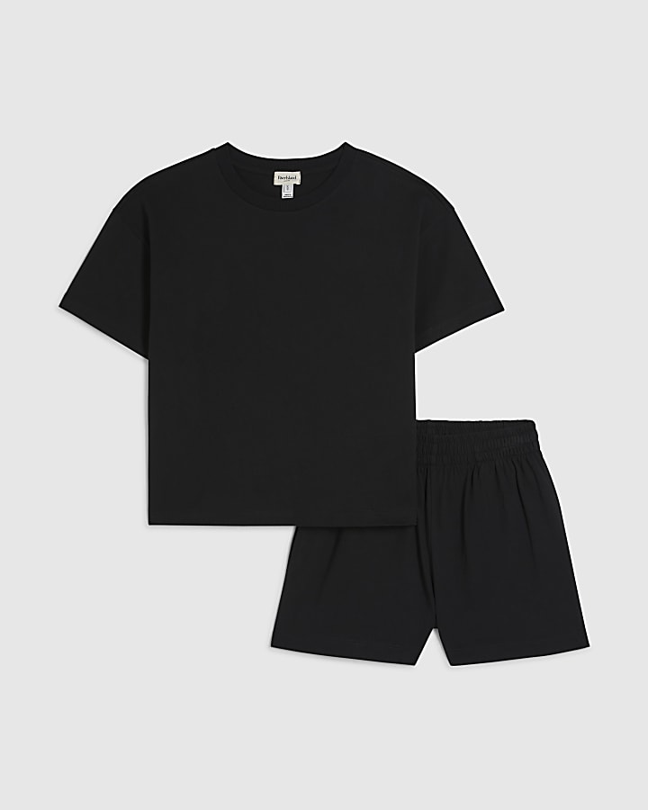 Black T-Shirt and Shorts Set