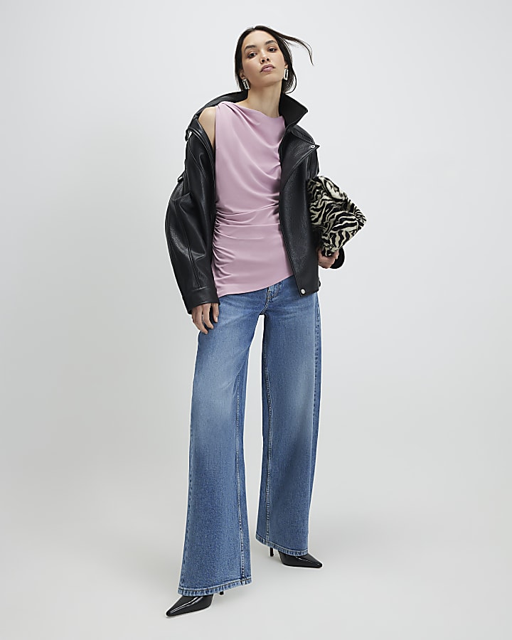 Pink Sleeveless Twist Drape Top