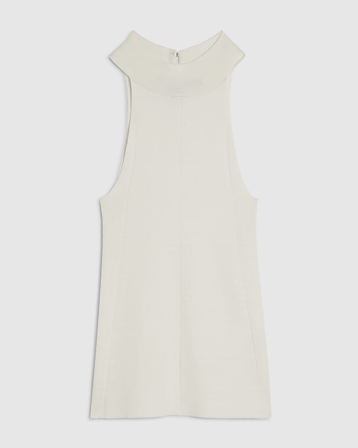 Cream Knitted Halter Neck Top