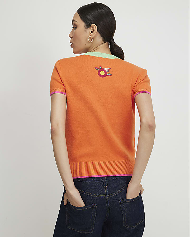 Orange Toucan Knitted T-Shirt