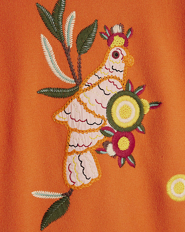 Orange Toucan Knitted T-Shirt