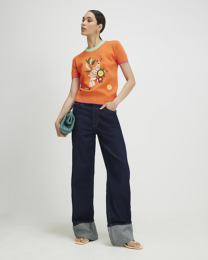 Orange Toucan Knitted T-Shirt