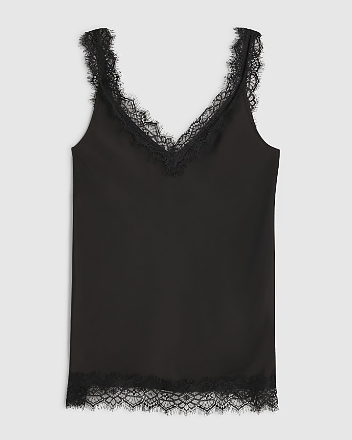 Black Longline Lace Cami Top