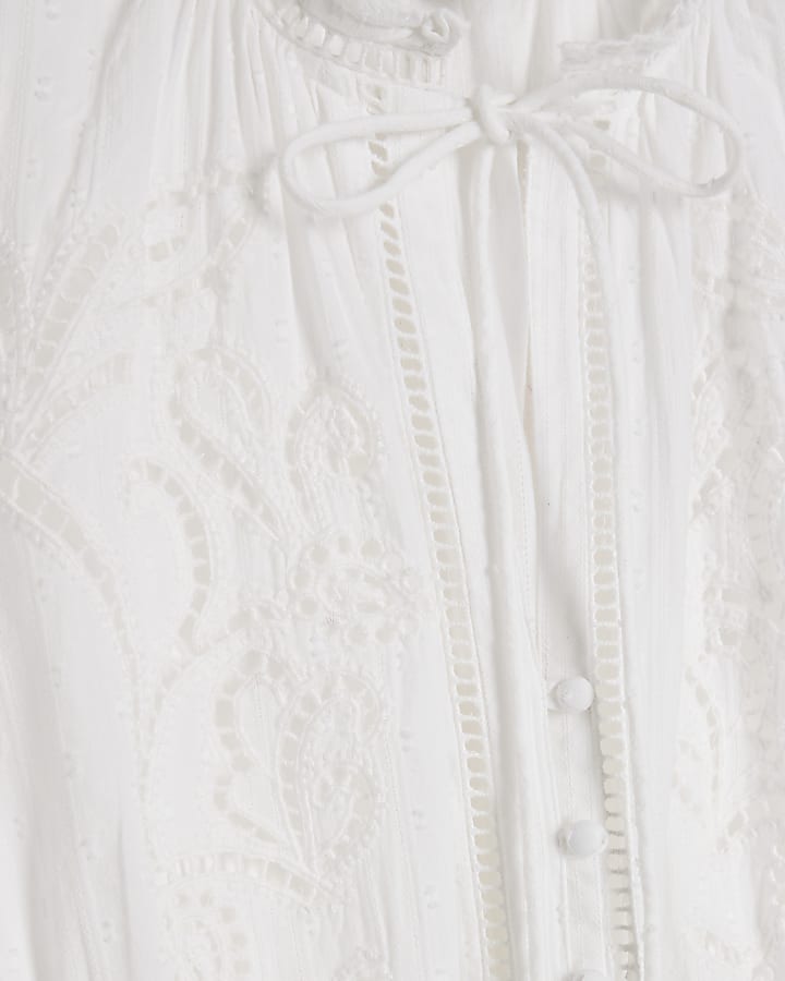 White Cotton Broderie Cutwork Playsuit
