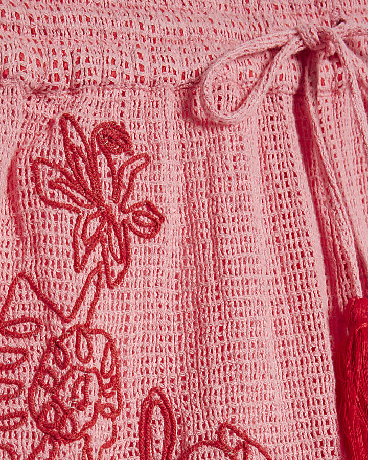 Pink Crochet Shell Trim Shorts