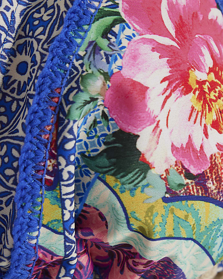 Purple Floral Crochet Bikini Top