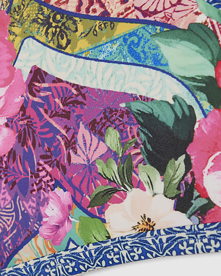 Purple Flower Trim Bikini Bottoms