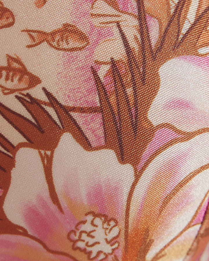 Pink Flower Structured Bikini Top