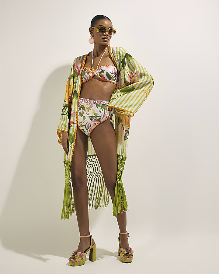 Pink High Waisted Floral Bikini Bottoms